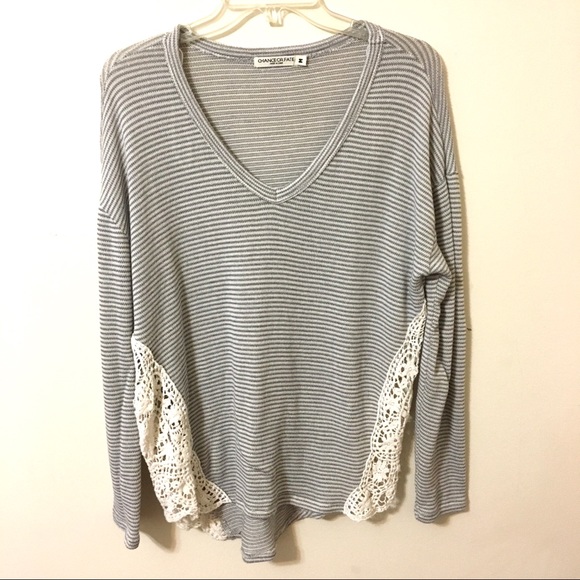 Chance or Fate Striped Top Light Grey/White M - Picture 5 of 9